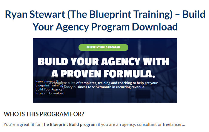 Ryan Stewart (The Blueprint Training) – Build Your Agency Program Download 2023