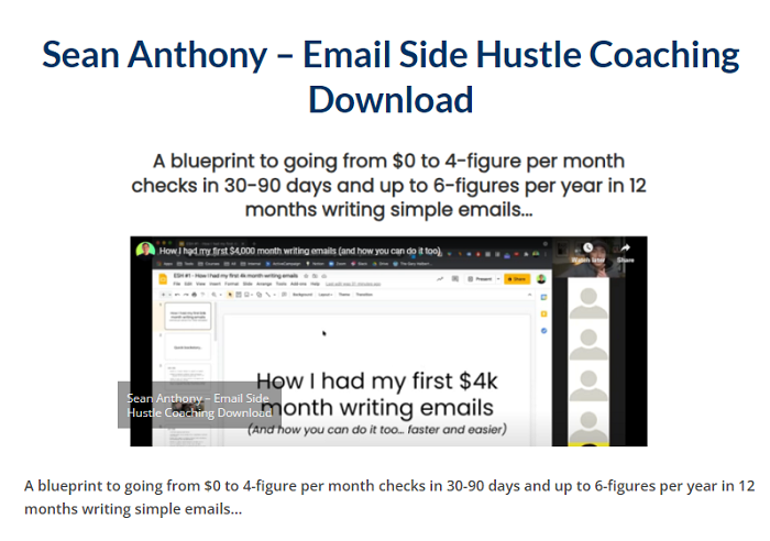 Sean Anthony – Email Side Hustle Coaching Download 2023