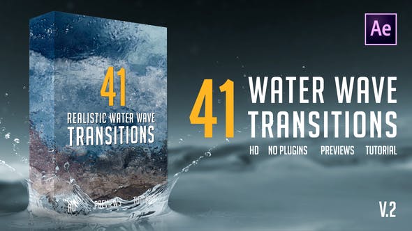 Videohive - Realistic Water Wave Transitions Pack 21738483