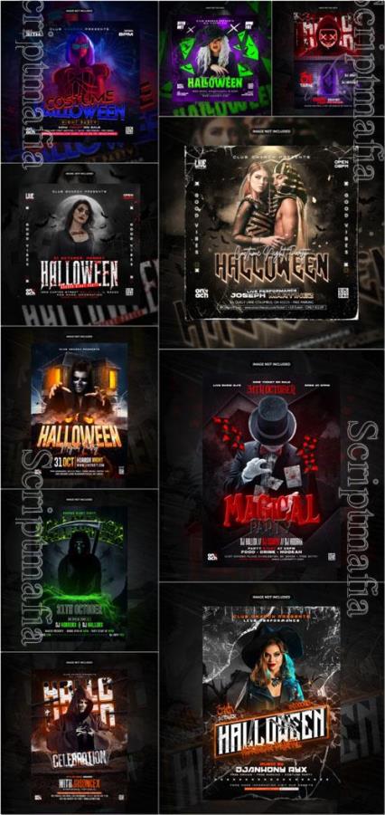 Happy halloween psd poster design vol 10