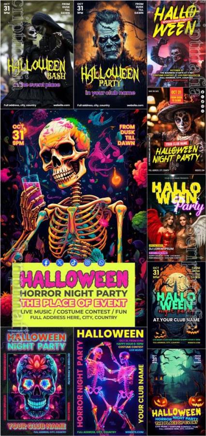 Happy halloween psd poster design vol 5