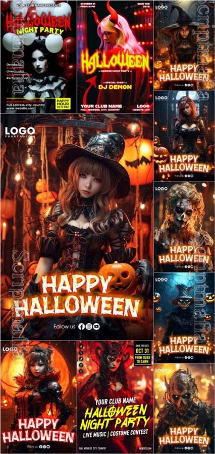 Happy halloween psd poster design vol 3