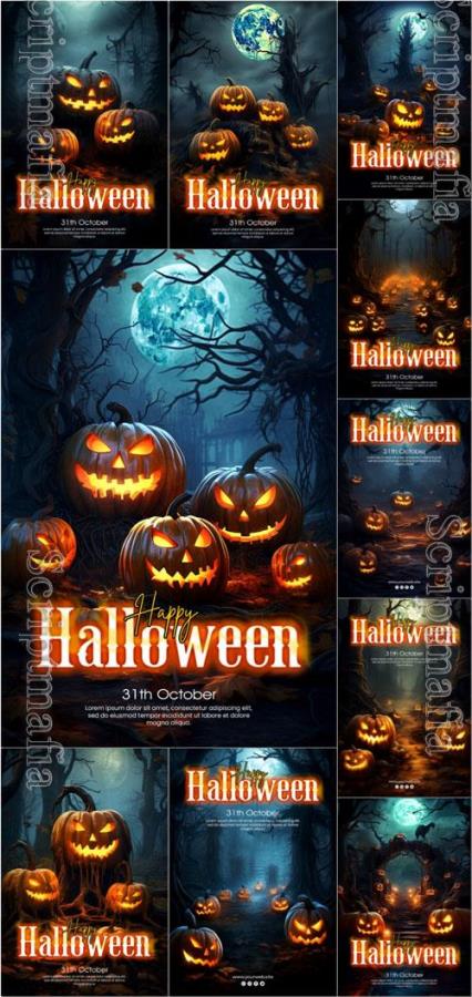 Happy halloween psd poster design vol 2
