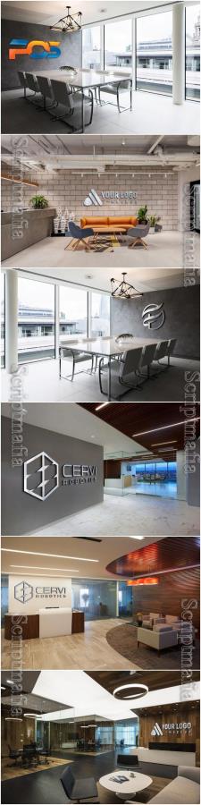 Logo mockup psd, reception logo, confernece room logo vol 3
