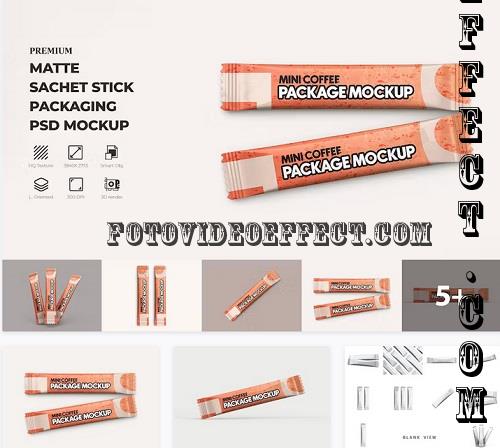 Mini Sachet Packaging Mockup - 42203267 (Matte Coffee Stick Sachet Mockup - XT8B7PT)