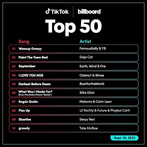 TikTok Billboard Top 50 Singles Chart (30-September-2023) (2023)