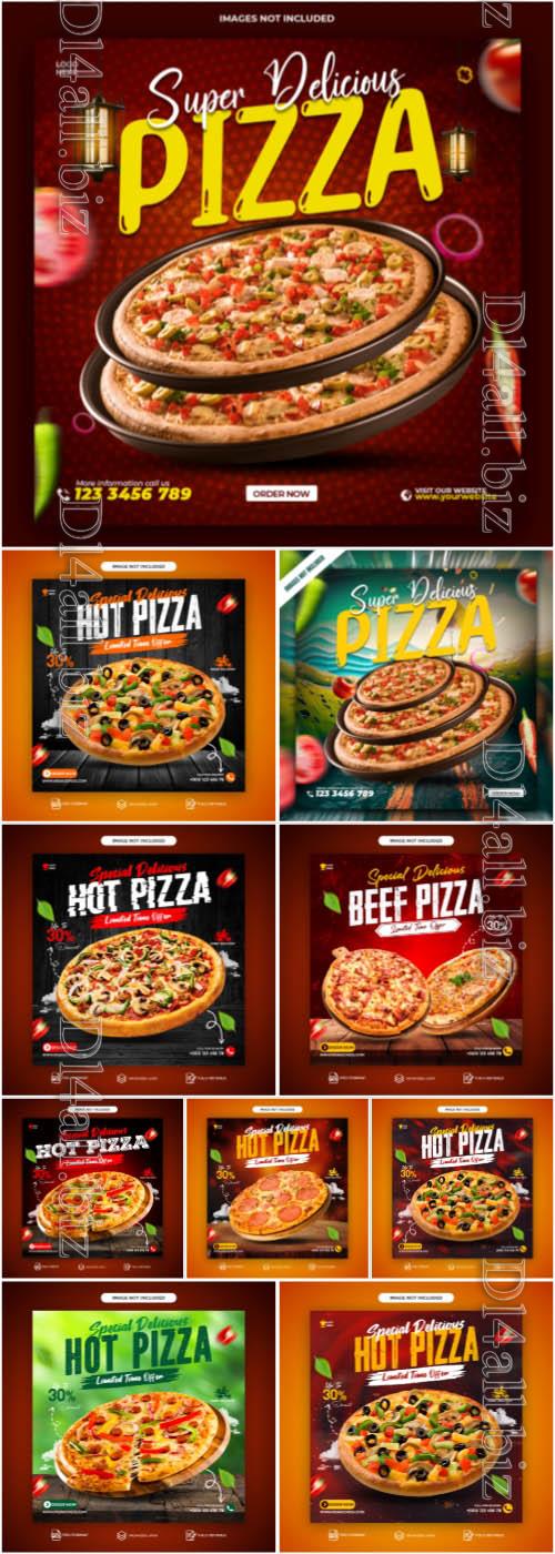 PSD food social media banner, pizza psd