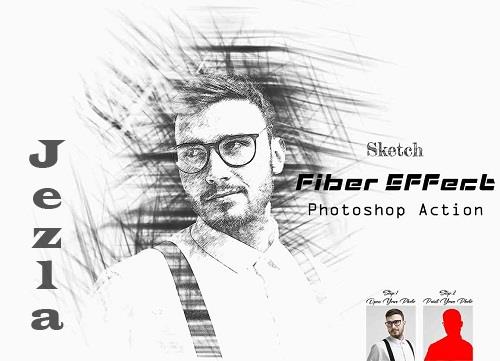 Sketch Fiber Effect Photoshop Action - 42220519