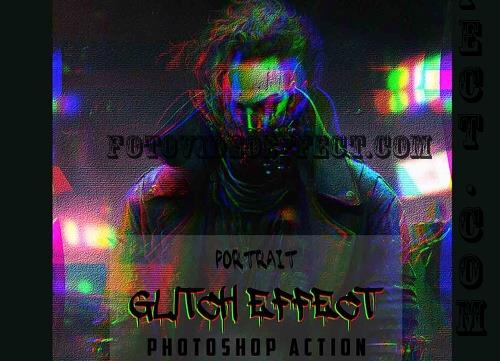 Portrait Glitch Effect Photoshop Action - 42183239