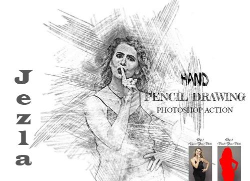 Hand Pencil Drawing Photoshop Action - 42196675