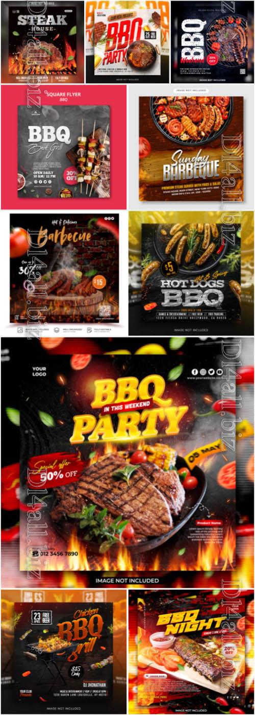PSD chicken bbq grill flyer template