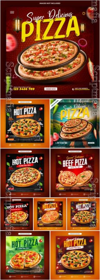 PSD food social media banner, pizza psd