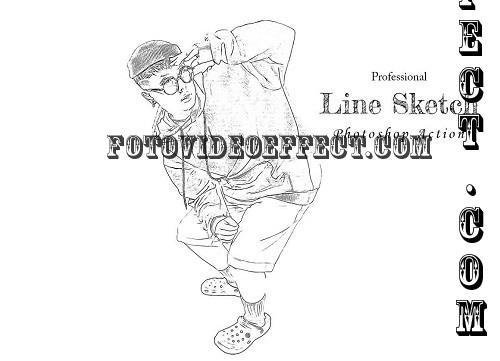Professional Line Sketch Ps Action - 42173413