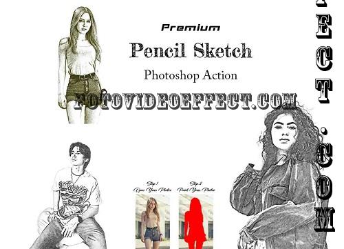 Premium Pencil Sketch Ps Action - 42229272