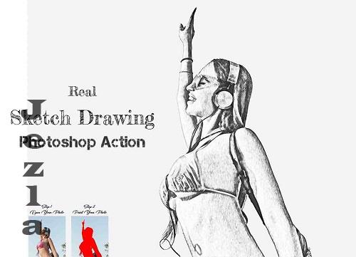 Real Sketch Drawing Photoshop Action - 42251897