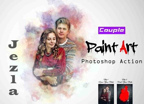 Couple Paint Art Photoshop Action - 42241137