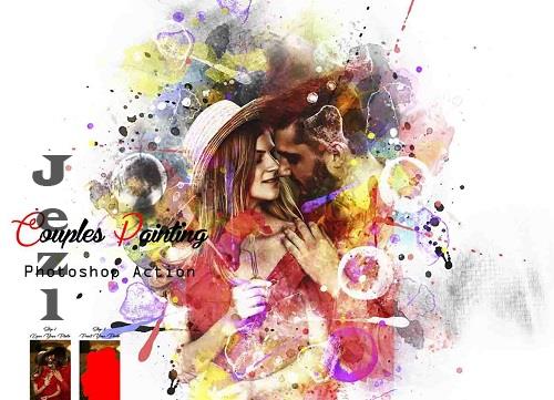 Couples Painting Photoshop Action - 42178716