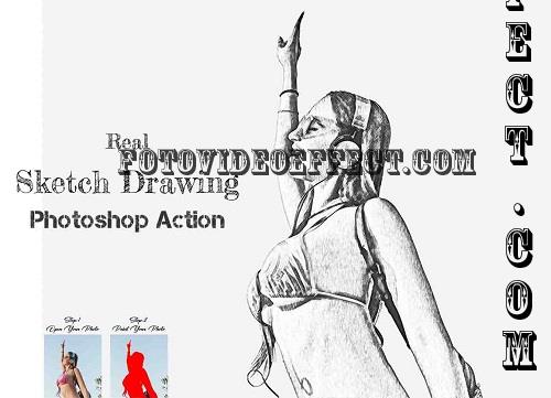 Real Sketch Drawing Photoshop Action - 42251897