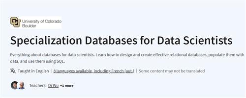 Coursera – Databases for Data Scientists Specialization
