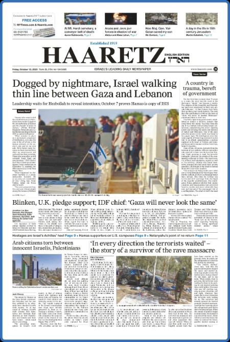 Haaretz English Edition - 13 October 2023 A3facd2e6fc9efc709e0a49d2074e802