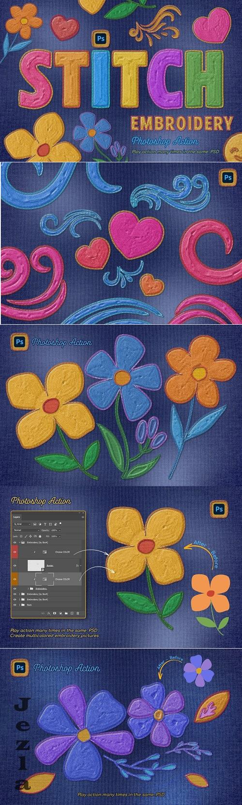 Embroidery Photoshop Action - 58621023