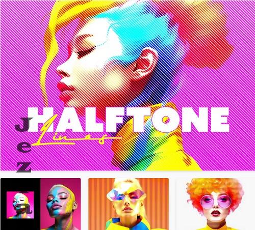 Halftone Lines Photo Effect - 53443476
