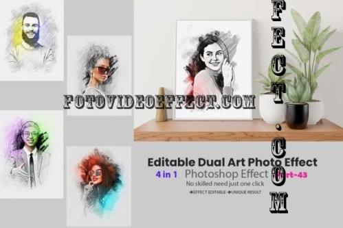 Editable Dual Art Photo Effect - 12699109