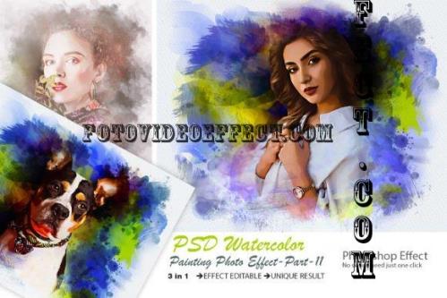 PSD Watercolor Painting Photo Effect - 10969218