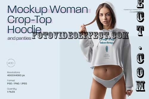 Mockup Woman Crop-Top Hoodie and Panties - CM92XJ3