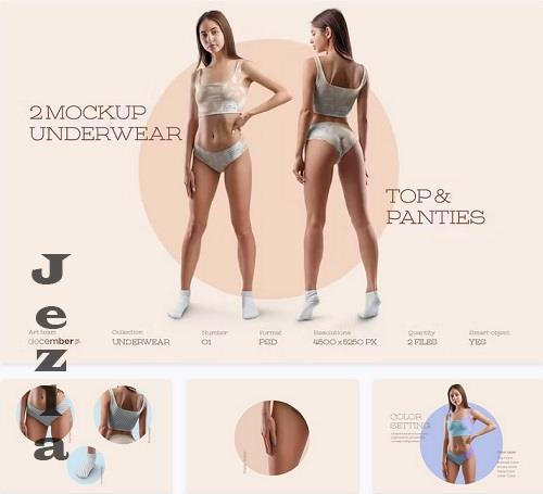 Mockups Woman Underwear. Top and Panties - 9E643RS