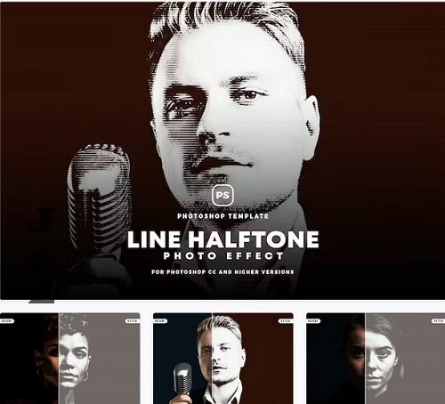 Line Halftone Photo Effect - P65UFS4