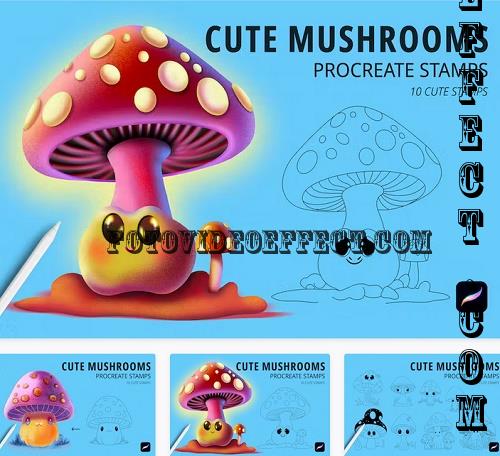 Cute Mushrooms Stamps for Procreate - P6XMTCR