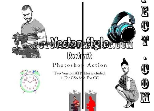 Vector Style Portrait Ps Action - 42297181
