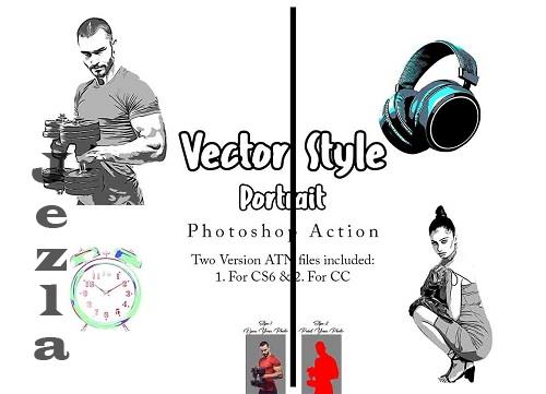 Vector Style Portrait Ps Action - 42297181