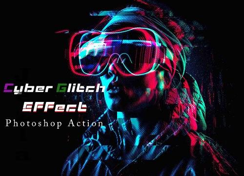 Cyber Glitch Effect Photoshop Action - 42287898