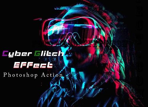 Cyber Glitch Effect Photoshop Action - 42287898