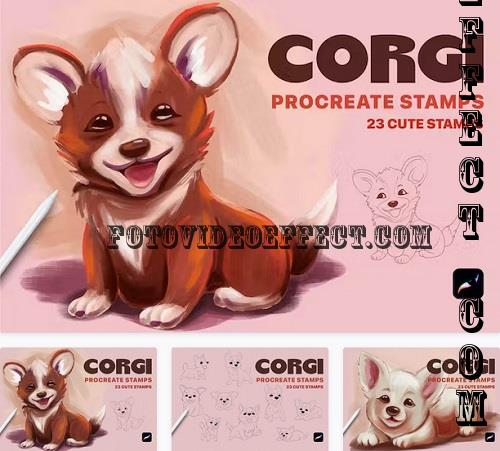 Procreate Funny Corgi Cute Stamps - 5LRU7ED