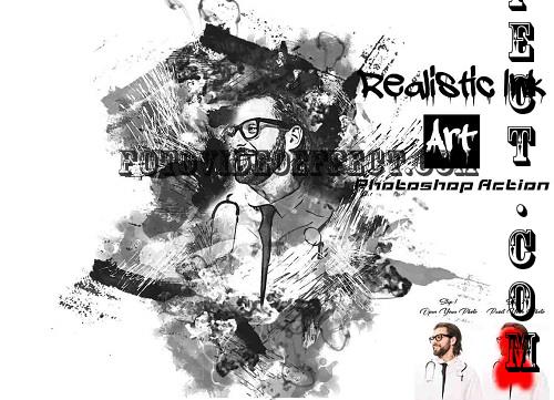 Realistic Ink Art Photoshop Action - 42264886