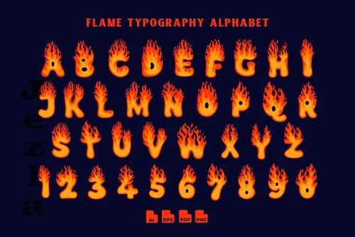 Flame Fire Alphabet Typography - YCDUCVR