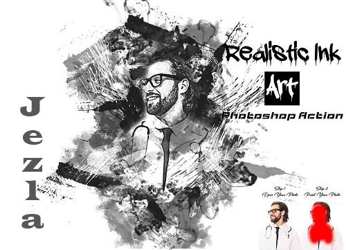 Realistic Ink Art Photoshop Action - 42264886