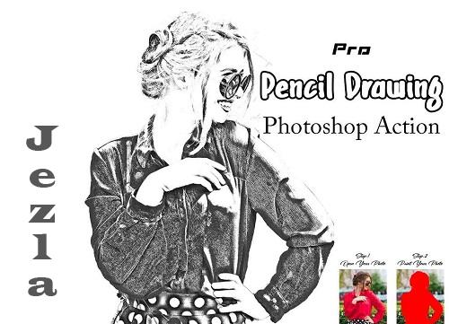 Pro Pencil Drawing Photoshop Action - 50810618