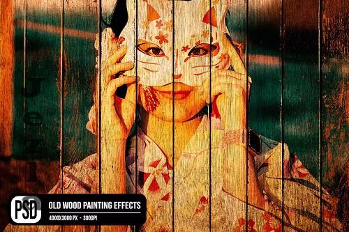Old Wood Painting Photo Effects - WD35JXC