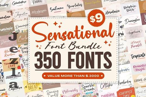 Sensational Font Bundle - 350 Fonts Mega Bundle!  - 2712547
