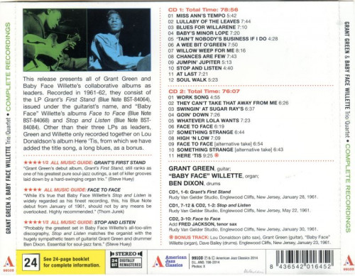 Grant Green & Baby Face Willete Trio/Quartet - Complete Recordings (1961)(2014)2CD Lossless