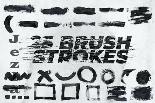 25 Black Brush Stroke Texture Isolated For Overlay - FNQ5UMX