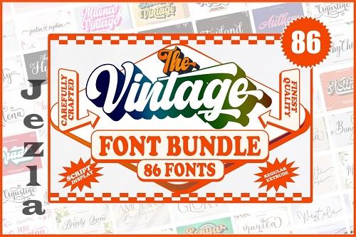 The Vintage Font Bundle - 86 Premium Fonts