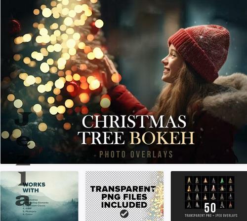 50 Christmas tree bokeh light PNG and JPG overlays - Y59DXMC