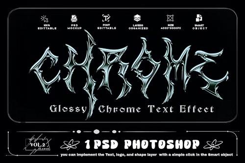 Glossy Chrome Text Effect PSD - 2D6M9UZ