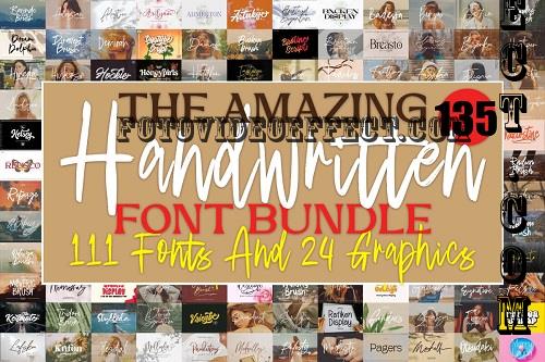 The Amazing Handwritten Font Bundles - 111 Premium Fonts, 24 Premium Graphics