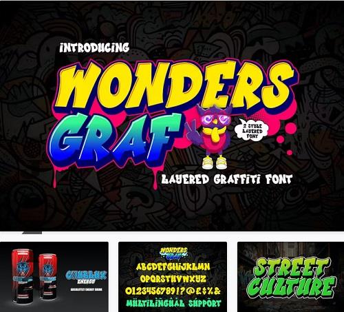 Wonders Graff - 3d Layered Graffiti Font - RJCMNWU
